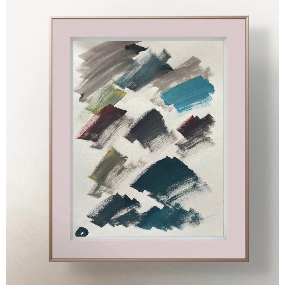 Oman Minimalist Abstract Patches Painting Contemporary Fine Art Modern 8.5x11